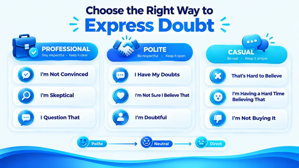 Professional polite and casual ways to express doubt