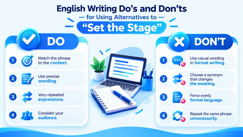 Do’s and don’ts for using alternatives to set the stage in writing