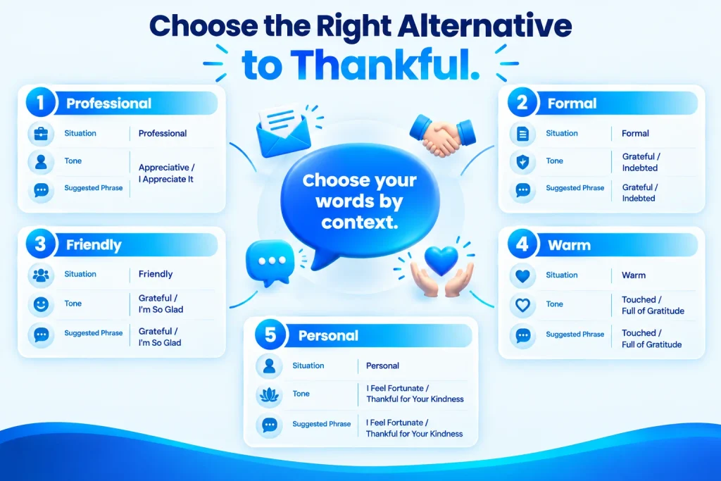 Thankful alternatives tone and situation guide for professional casual and formal communication