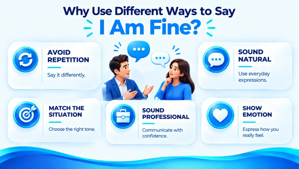 Why use different ways to say I am fine communication infographic
