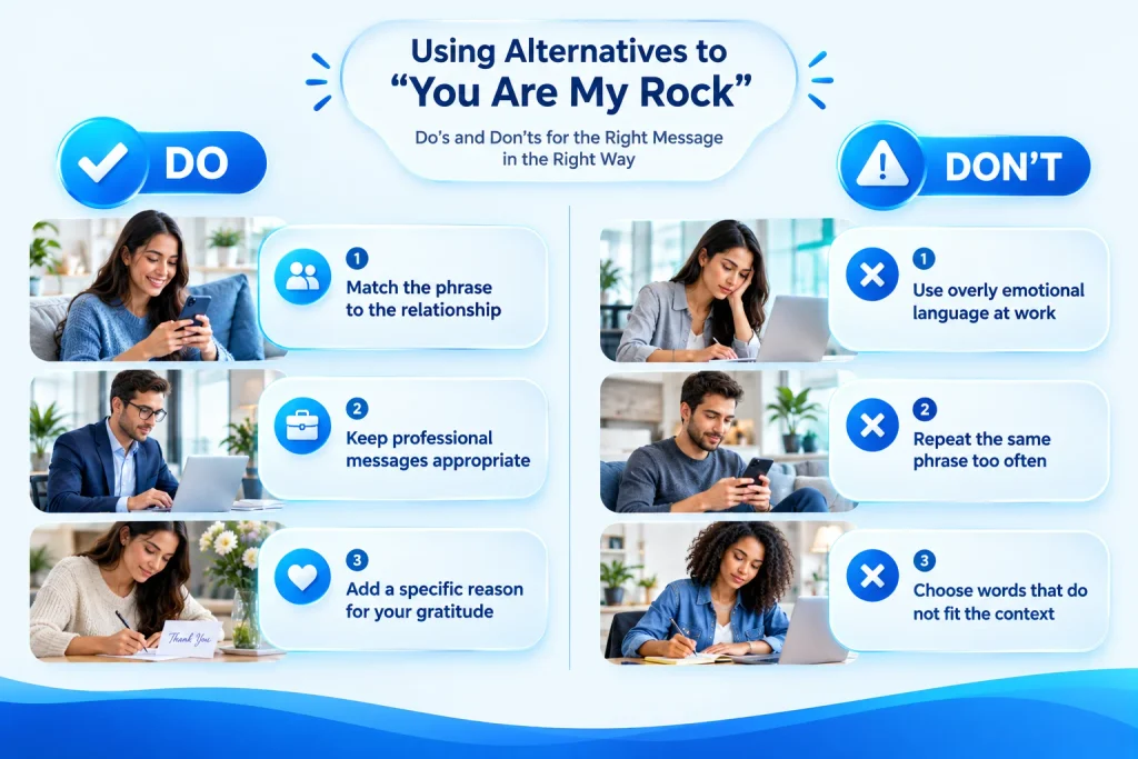 Dos and don'ts for using alternatives to you are my rock in different situations