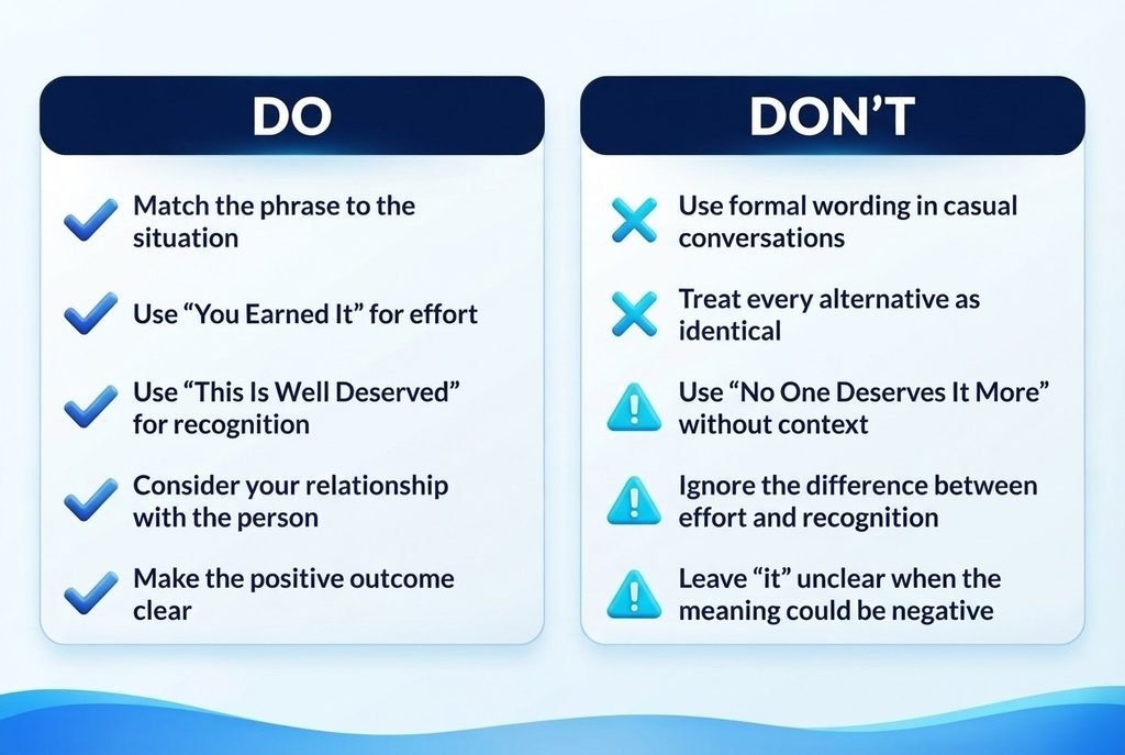 Dos and don’ts for choosing alternatives to you deserve it