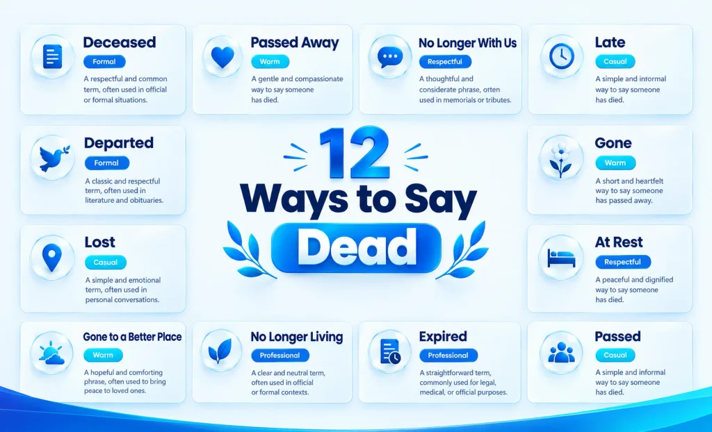 12 respectful alternatives to say dead including deceased, passed away, and no longer with us