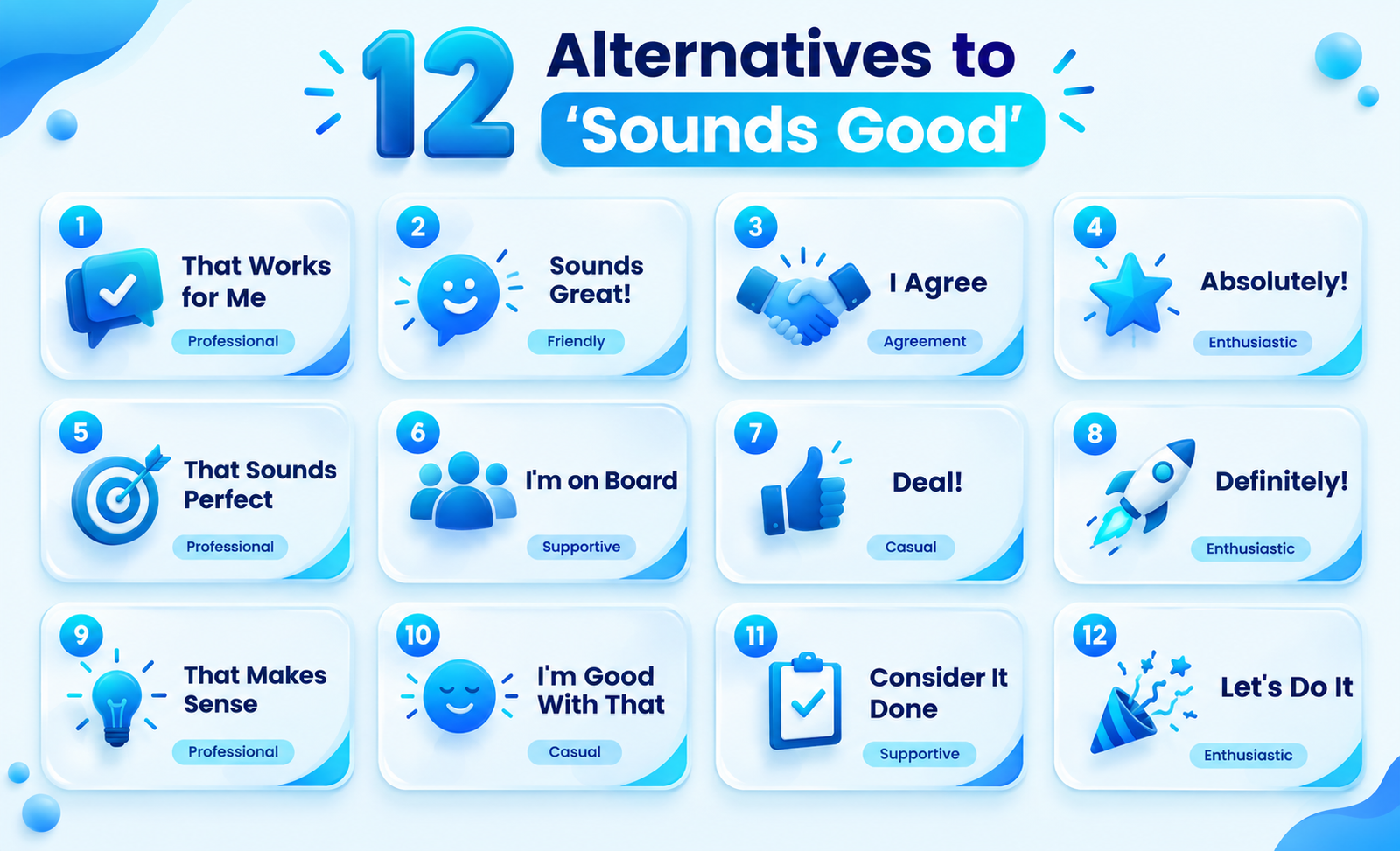 12 alternatives to sounds good for professional and casual conversations.