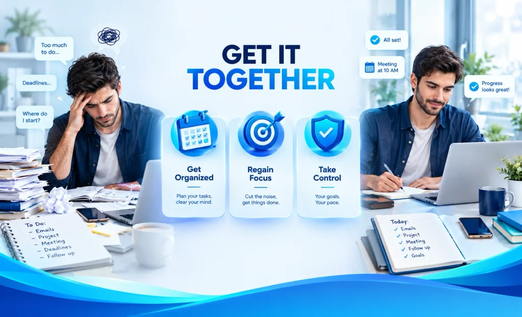 Meaning and common uses of “get it together” with natural English alternatives