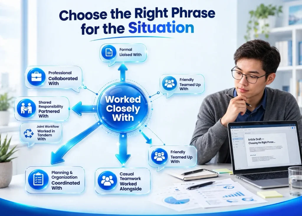 Guide to choosing the right alternative to “worked closely with” by tone and context