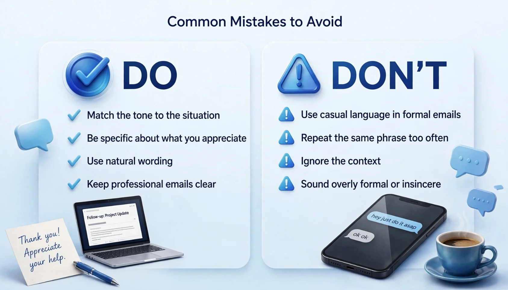 Dos and don’ts for choosing the right thank-you phrase