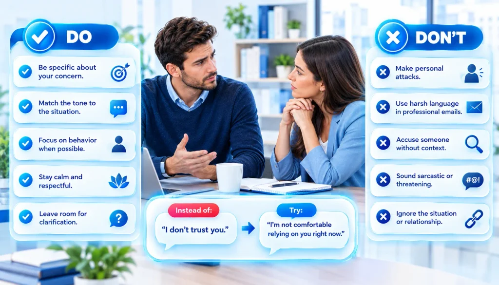 Do’s and don’ts for saying “I don’t trust you” politely and professionally