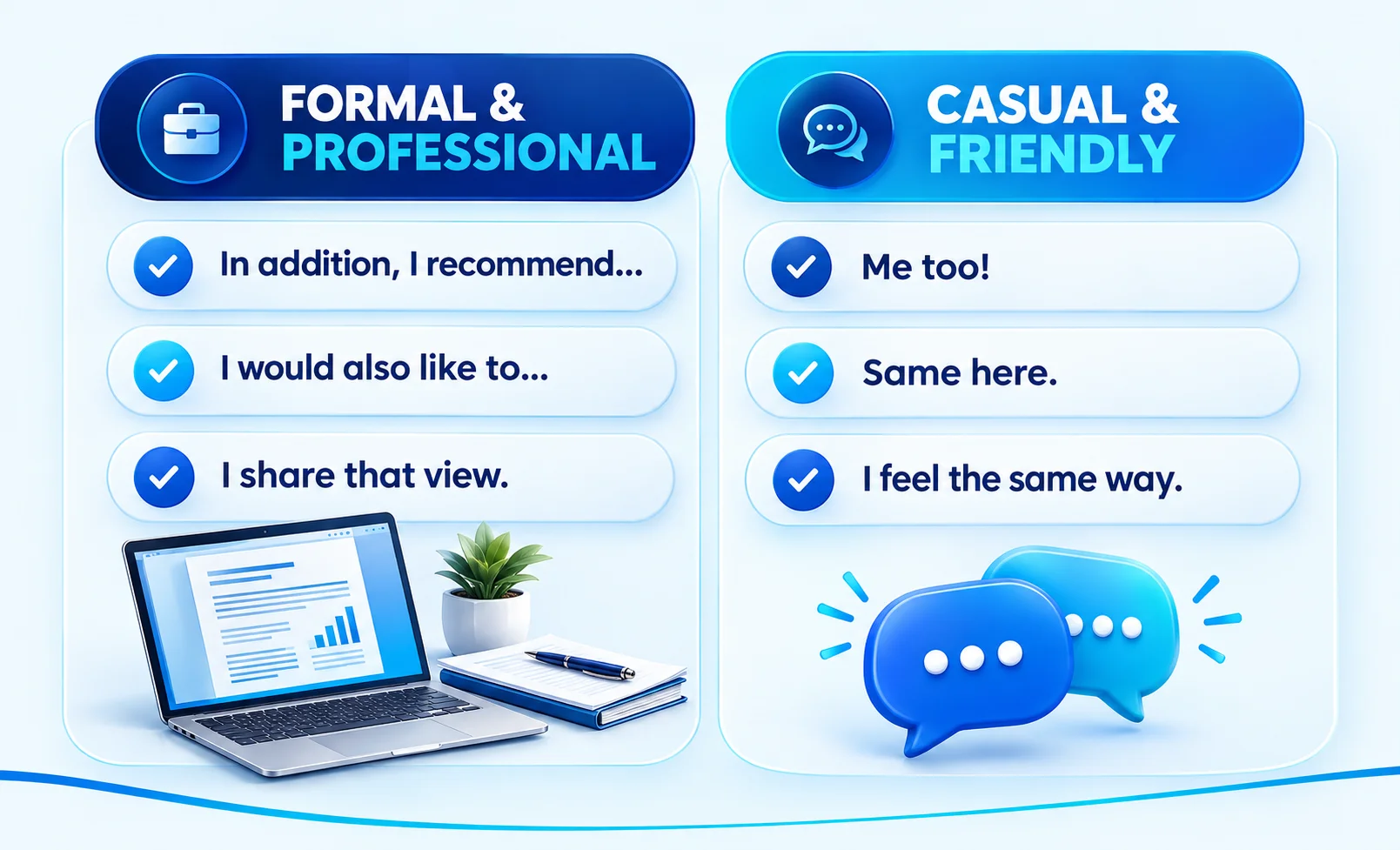 Formal and casual alternatives to I also for professional emails and everyday conversations