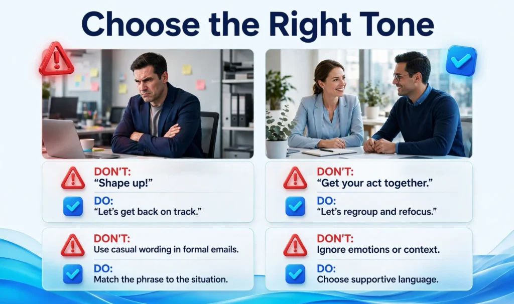 Common mistakes when choosing alternatives to “get it together”