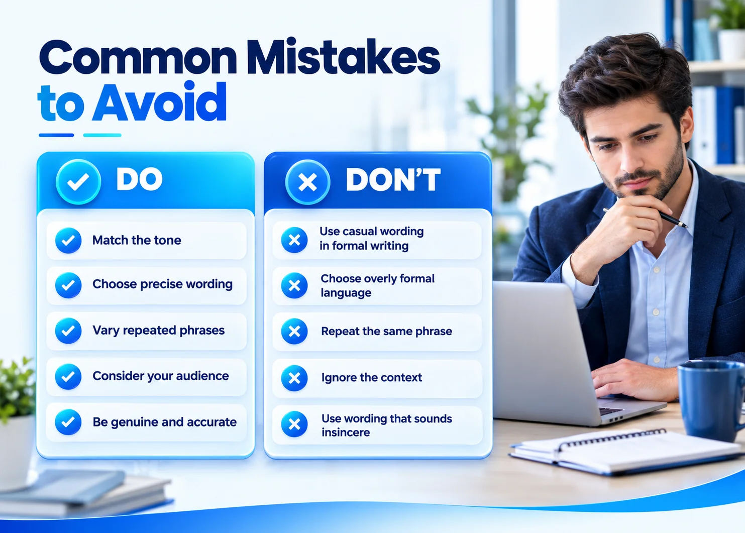 Dos and don’ts for choosing alternatives to “worked closely with”